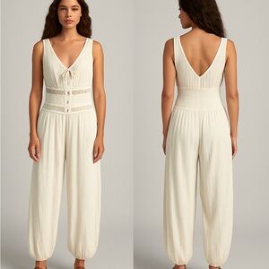 Free People‎ Ivory Textured Jumpsuit
